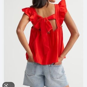 Ruffle-trimmed Tie-back Tank Top